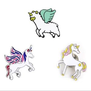 NEW - 3 PIECE THICK ENAMEL UNICORN PIN SET